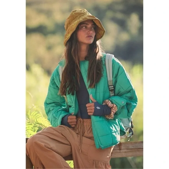 NWT Free People Pippa Packable Puffer Jacket Green Medium - Picture 3 of 10